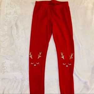Cat & Jack girls size M 7/8 reindeer leggings.